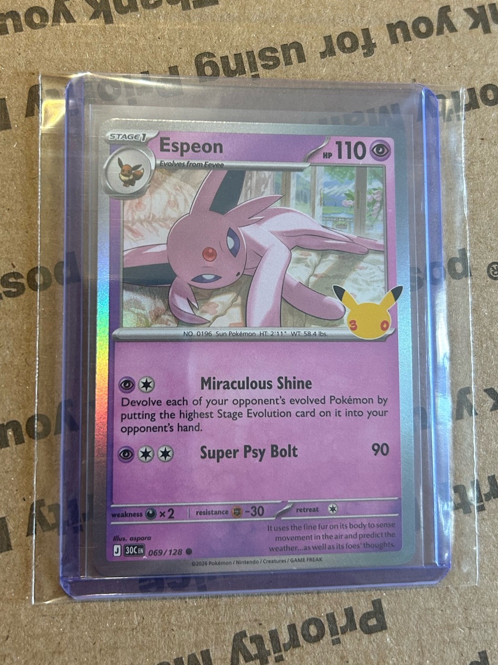 Holo Espeon Card No. 069/128 • 30th Celebration Pokemon TCG